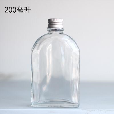 200ml Flat Square Beverage Packing Glass Flask Bottle