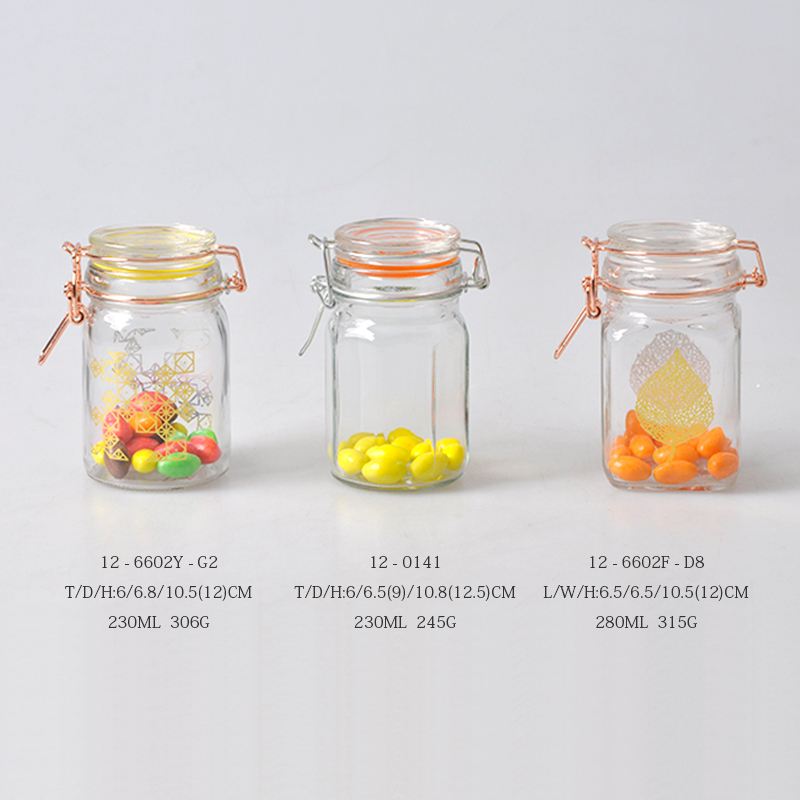 200ml Glass Storage Jar with Clamp Lid for Dry Goods Serve Desserts Drinks