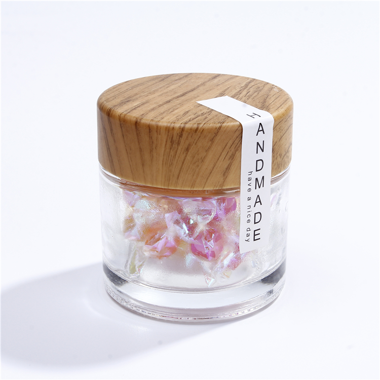 200ml High Quality glass Jar With Wood Plastic Screw Lid For Food Storage Candy Jar