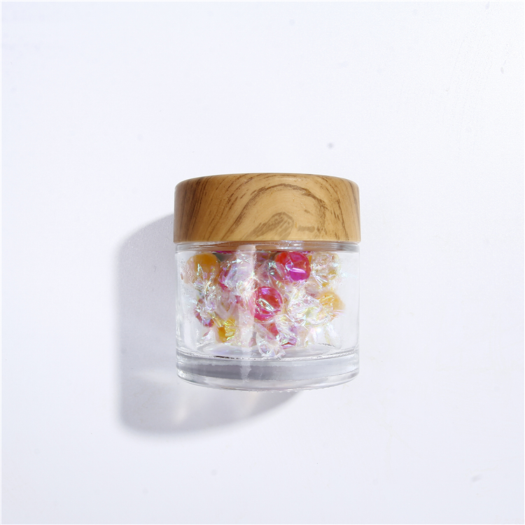 200ml High Quality glass Jar With Wood Plastic Screw Lid For Food Storage Candy Jar