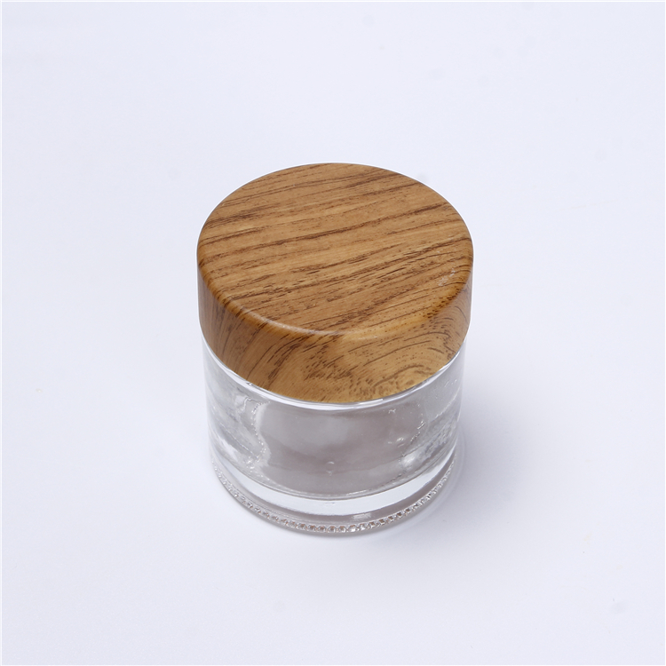 200ml High Quality glass Jar With Wood Plastic Screw Lid For Food Storage Candy Jar