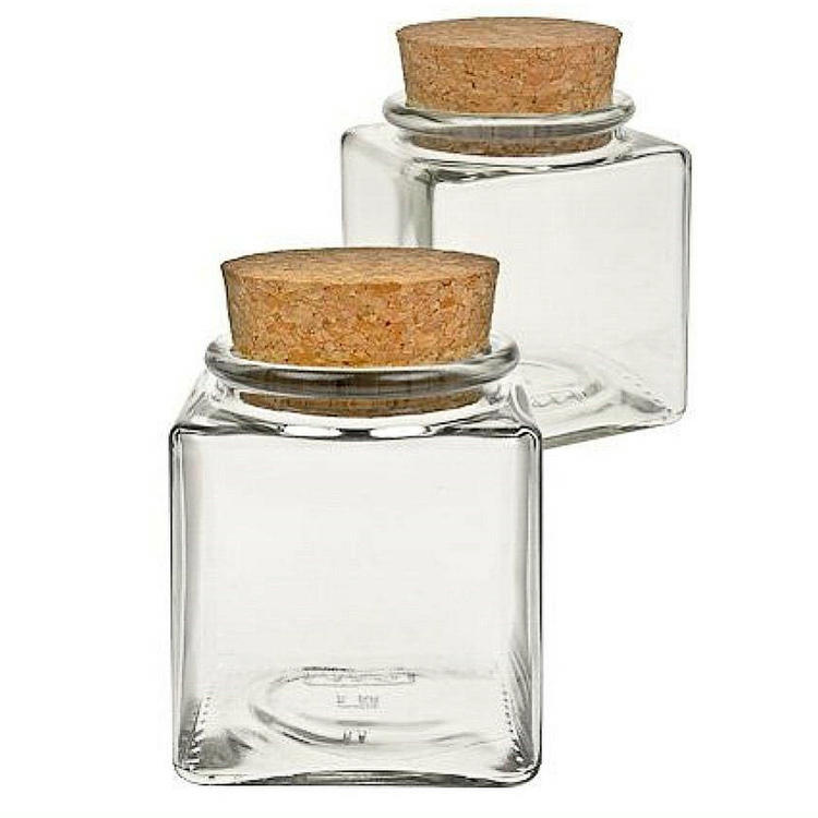 200ml Jam Jelly Storage Container with Cork Lid Honey Square Glass Jars