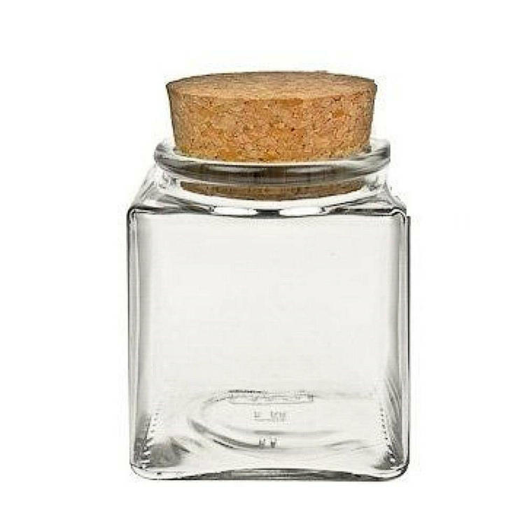 200ml Jam Jelly Storage Container with Cork Lid Honey Square Glass Jars