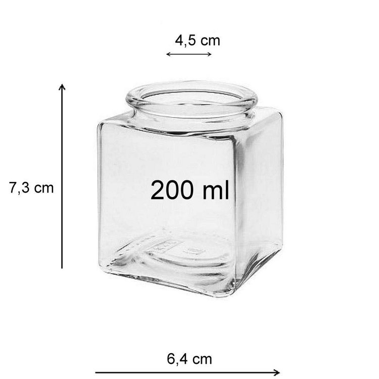 200ml Jam Jelly Storage Container with Cork Lid Honey Square Glass Jars