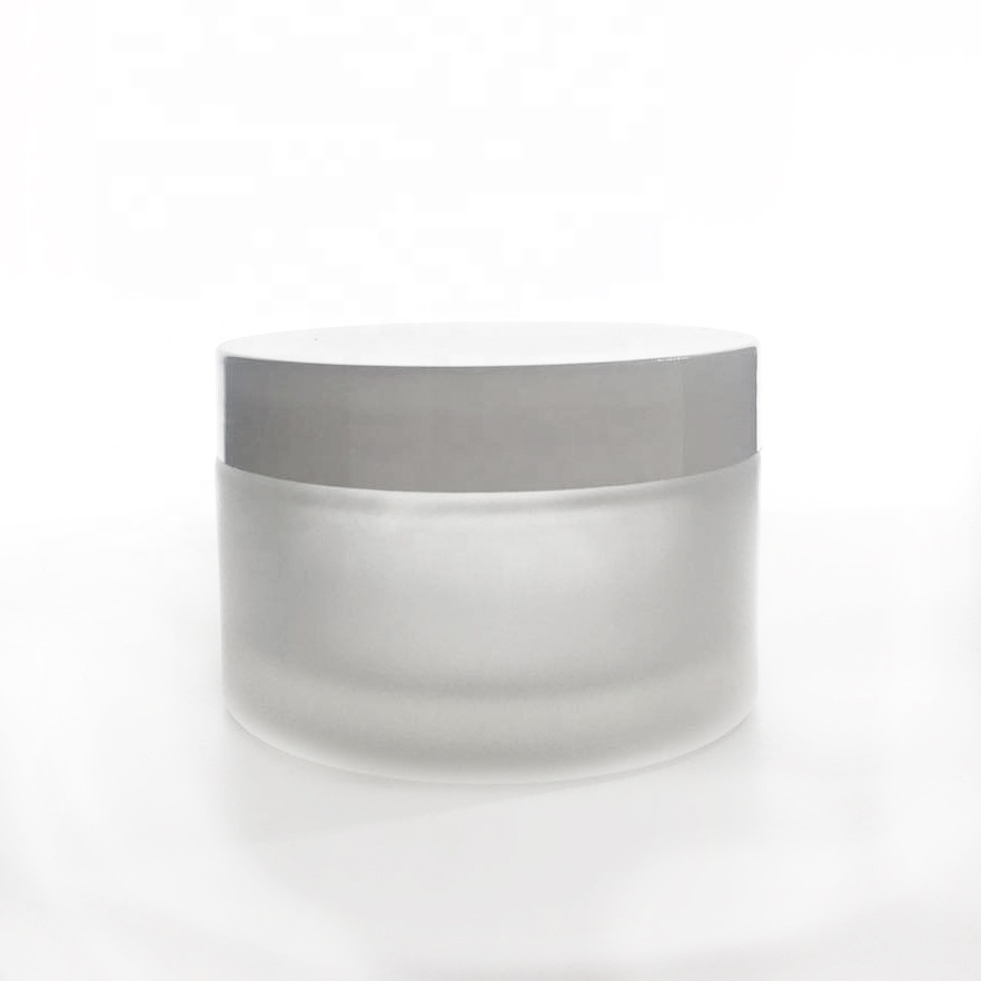 200ml Matt Glass Cosmetic Container  For Cream and Lotion with white and black caps