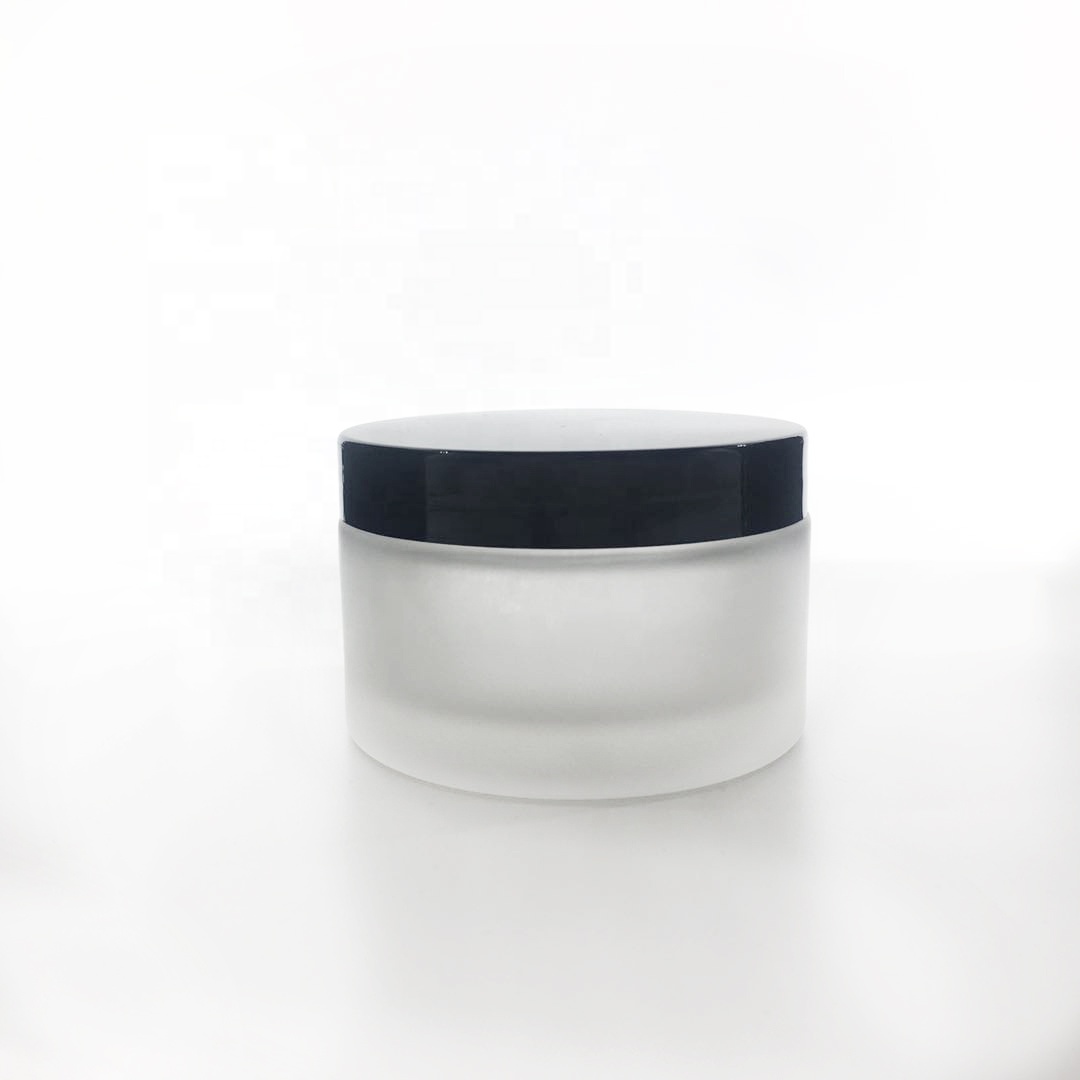 200ml Matt Glass Cosmetic Container For Cream and Lotion with white and black caps