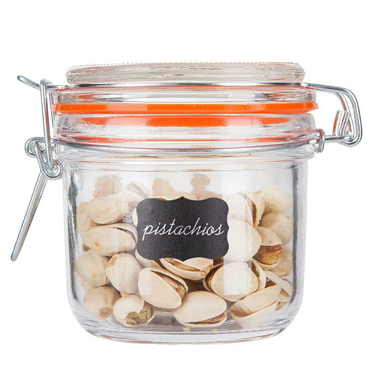 200ml Mini Clear Hinged Containers Airtight Glass Jar with Lid and Metal Clip