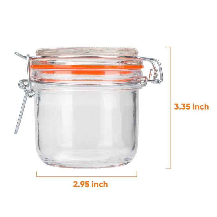 200ml Mini Clear Hinged Containers Airtight Glass Jar with Lid and Metal Clip