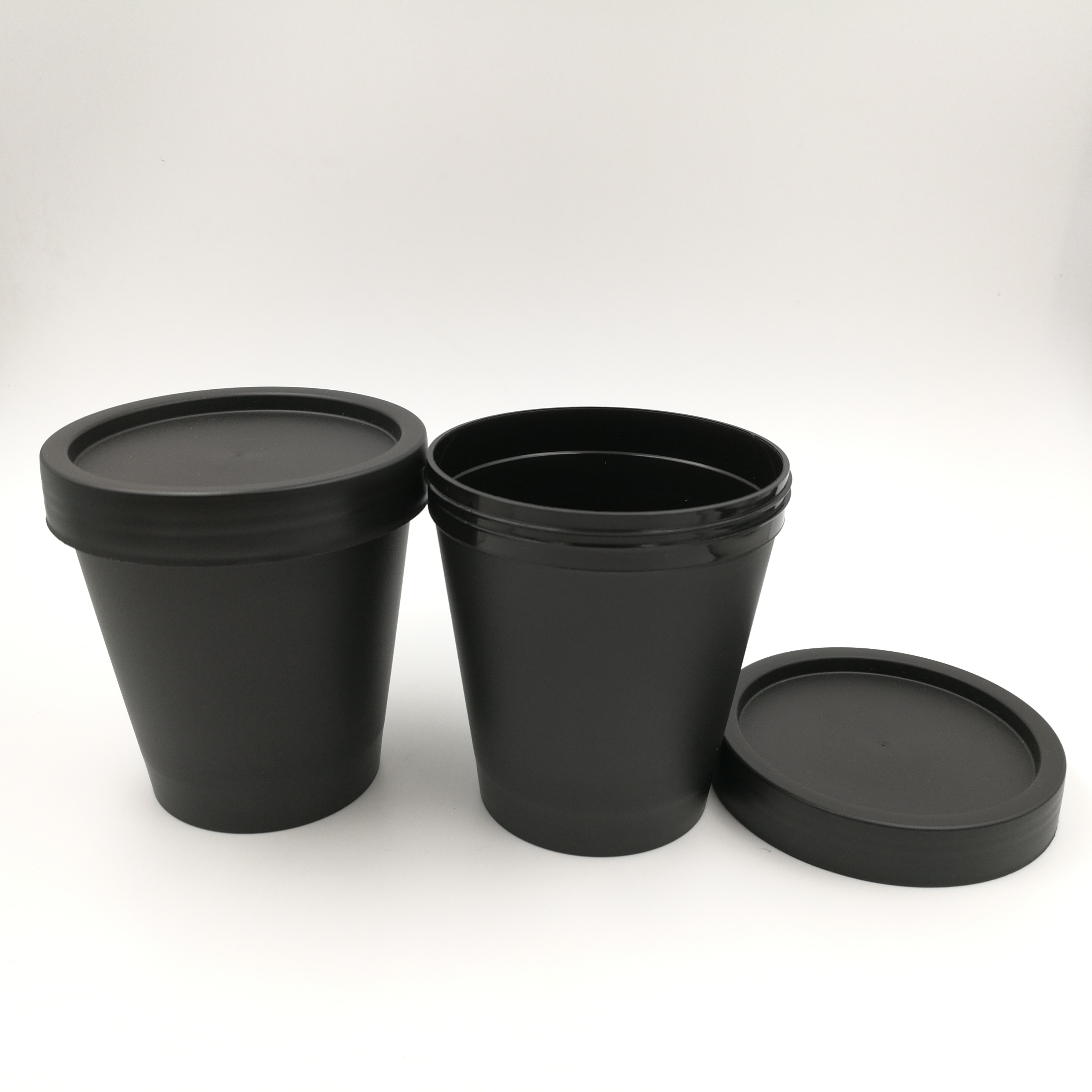 200ml PP black plastic cosmetic jar container for cream empty pink wide mouth jar 200g for wholesale