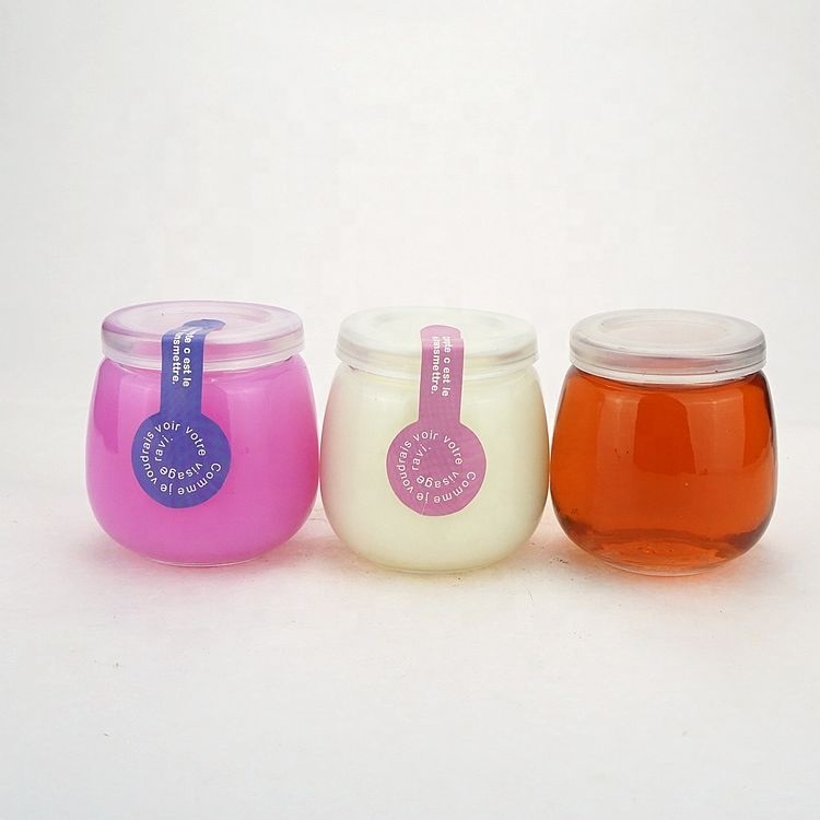 200ml Penguin Pudding Glass Jar, Candy Beverage Glass Gottle, Pudding Jar with PE lid