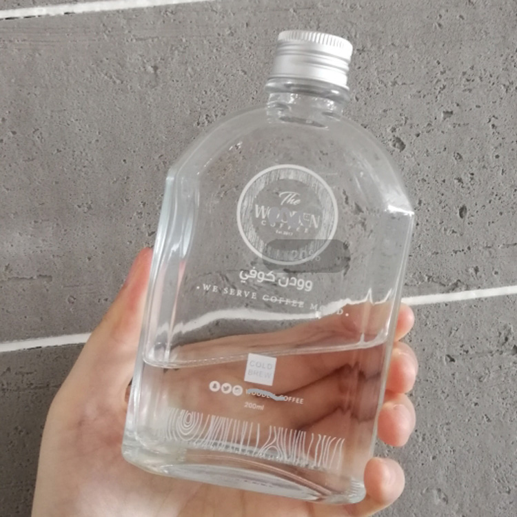 200ml Square Flask Cold Brew Coffee Glass Bottle with Screw Lid
