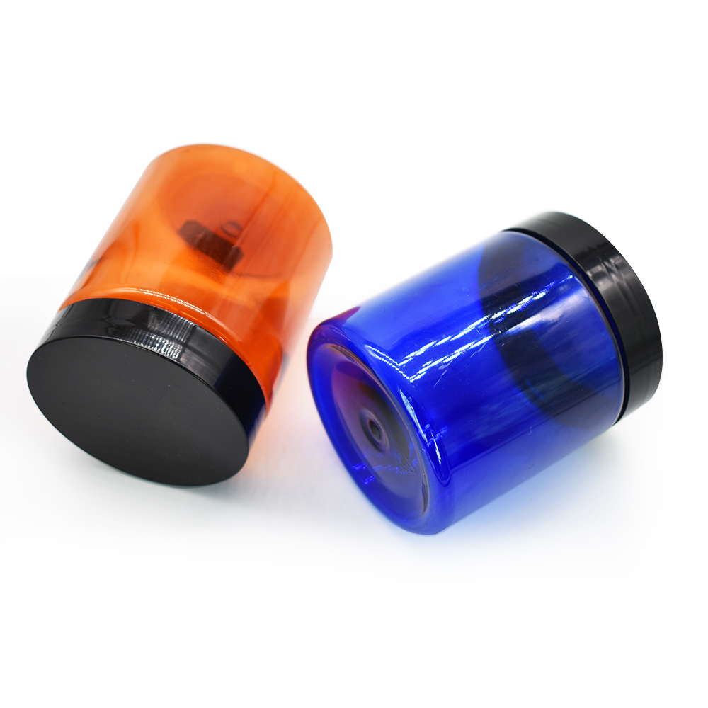 200ml amber PET plastic cream jar with black plastic cap for cosmetic jar