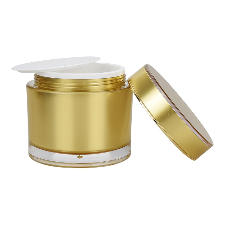 200ml big size acrylic jar luxurious gold double wall jar container with gold lid