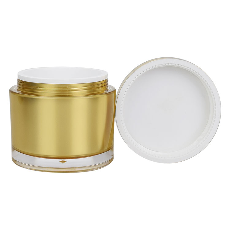 200ml big size acrylic jar luxurious gold double wall jar container with gold lid
