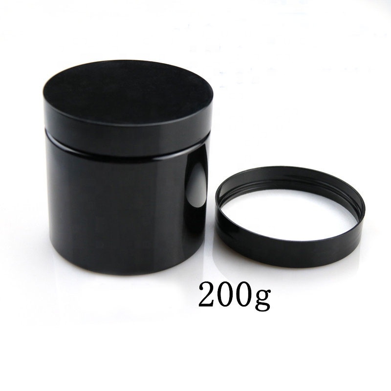 200ml black plastic pet jar 200g wide mouth container food grade cheap plastic jars hair gel plastic jar