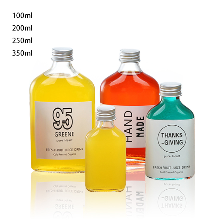 200ml clear flat glass flask bottle for whisky liquor cold brew coffee