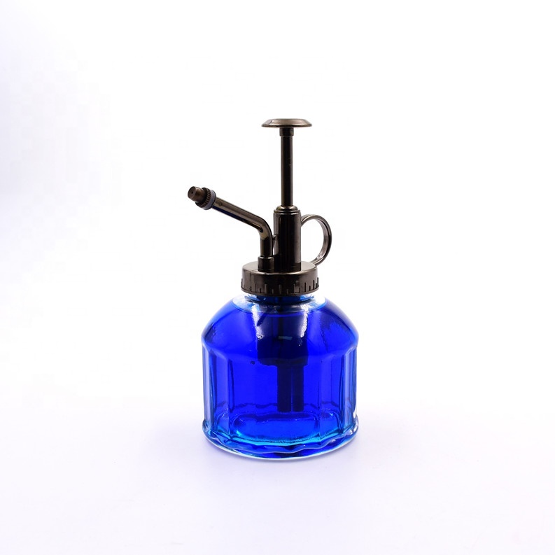 200ml clear glass antique hand press flower watering can pot Indoor Kettle Bottles Plant Sprinkler Garden tools with Spray Pump