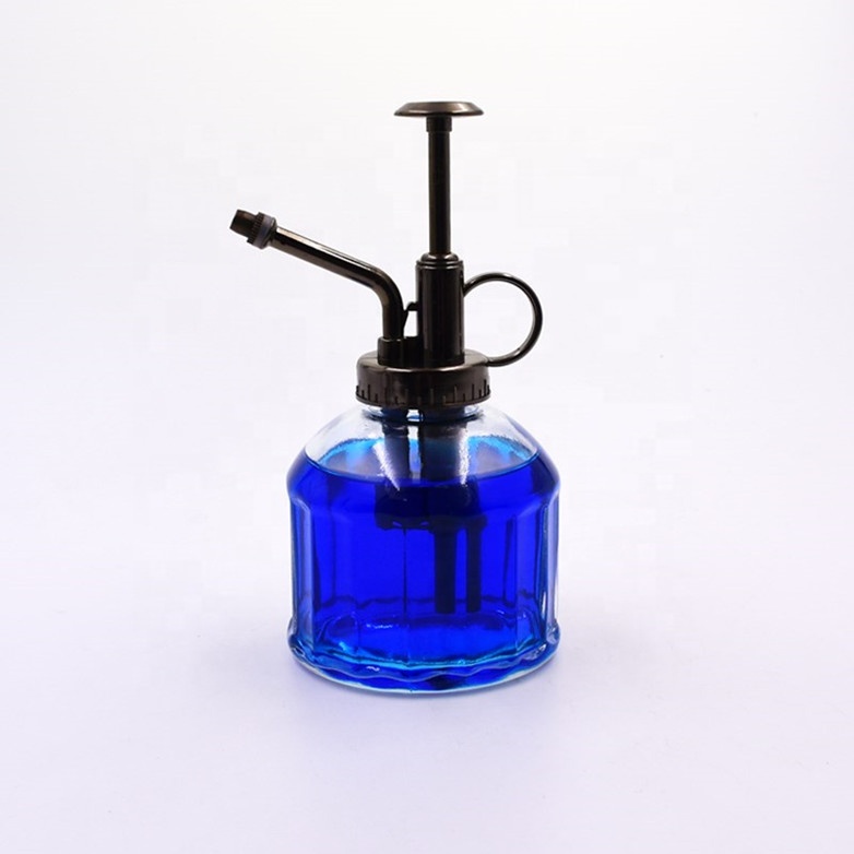 200ml clear glass antique hand press flower watering can pot Indoor Kettle Bottles Plant Sprinkler Garden tools with Spray Pump