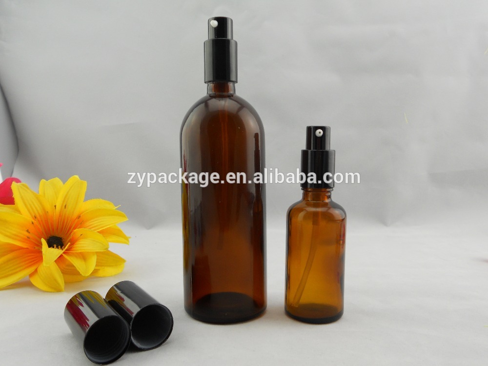 200ml cosmetic perfume bottle amber glass pump spray bottle with sprayer
