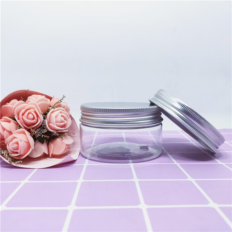 200ml cosmetic plastic jar black with rose gold cap
