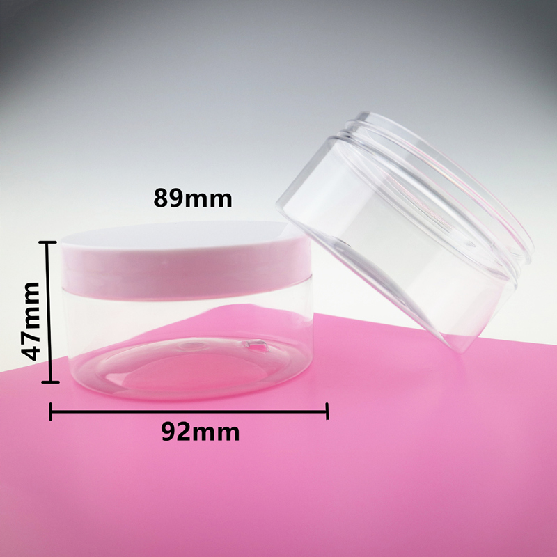 200ml empty clear wide mouth skin care cream jar 200g PET Hair wax plastic jar with brown lid