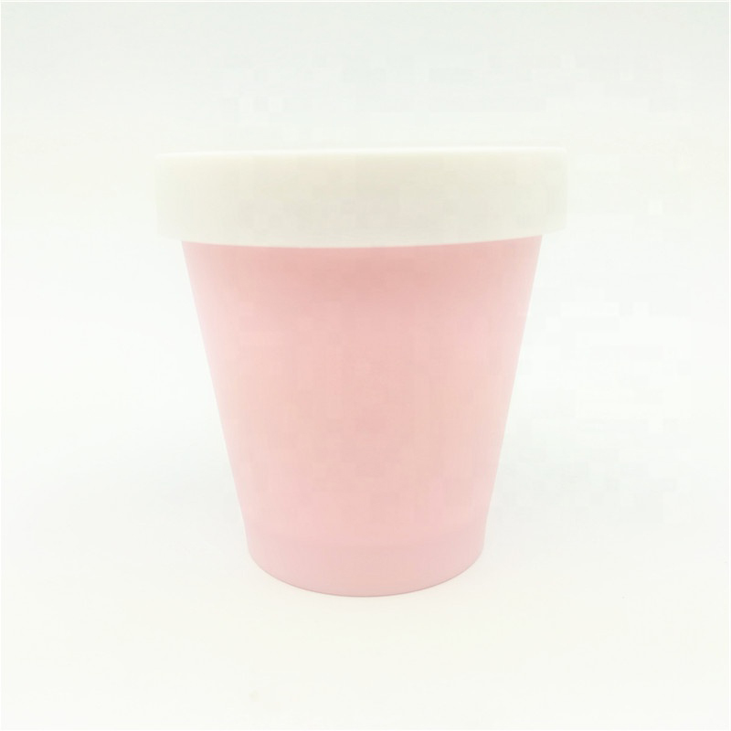 200ml empty flowerpot shape matt pink color cream jar