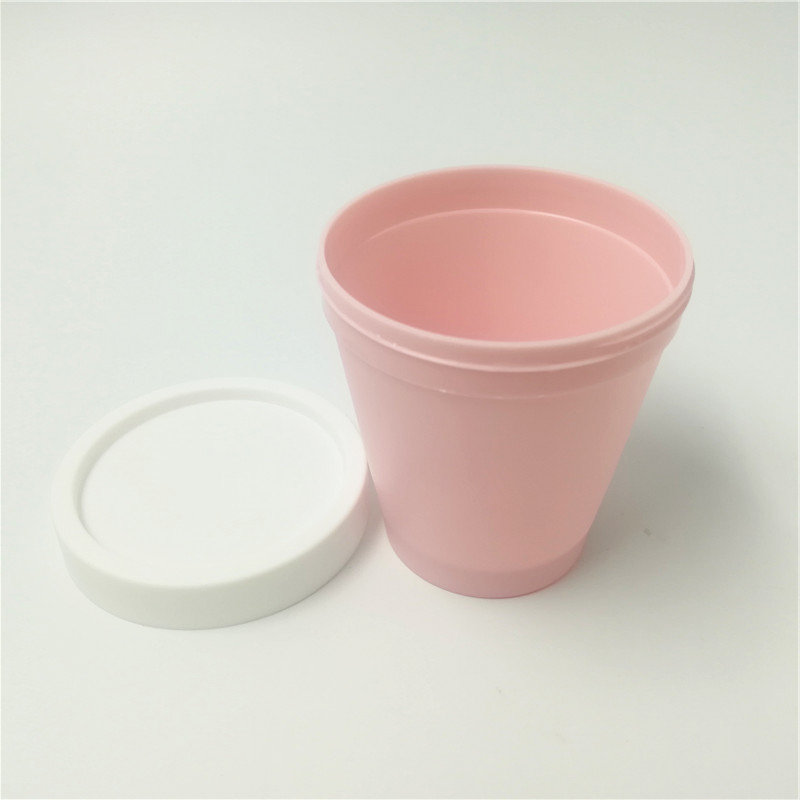 200ml empty flowerpot shape matt pink color cream jar