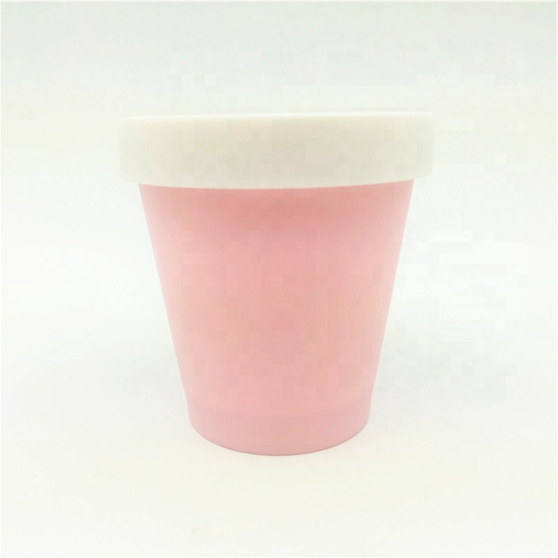 200ml empty flowerpot shape matt pink color cream jar