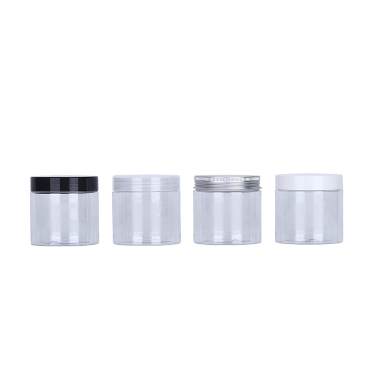 200ml empty food cosmetic PET clear wide mouth custom plastic jar containers with seal lid