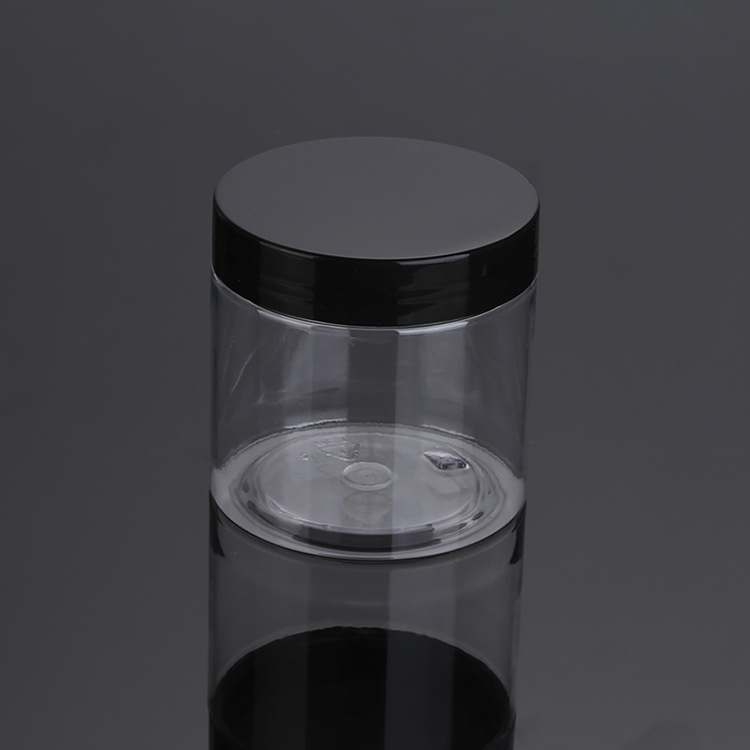 200ml empty food cosmetic PET clear wide mouth custom plastic jar containers with seal lid