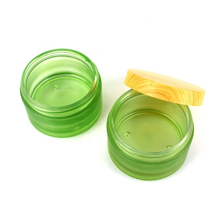 200ml empty frosted green glass cosmetic cream jar with cap