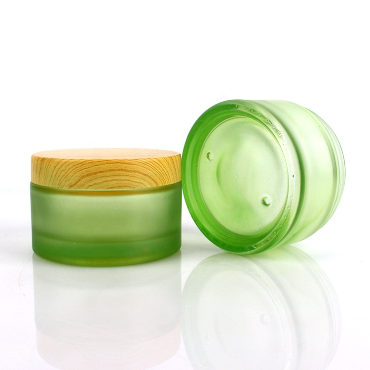 200ml empty frosted green glass cosmetic cream jar with cap