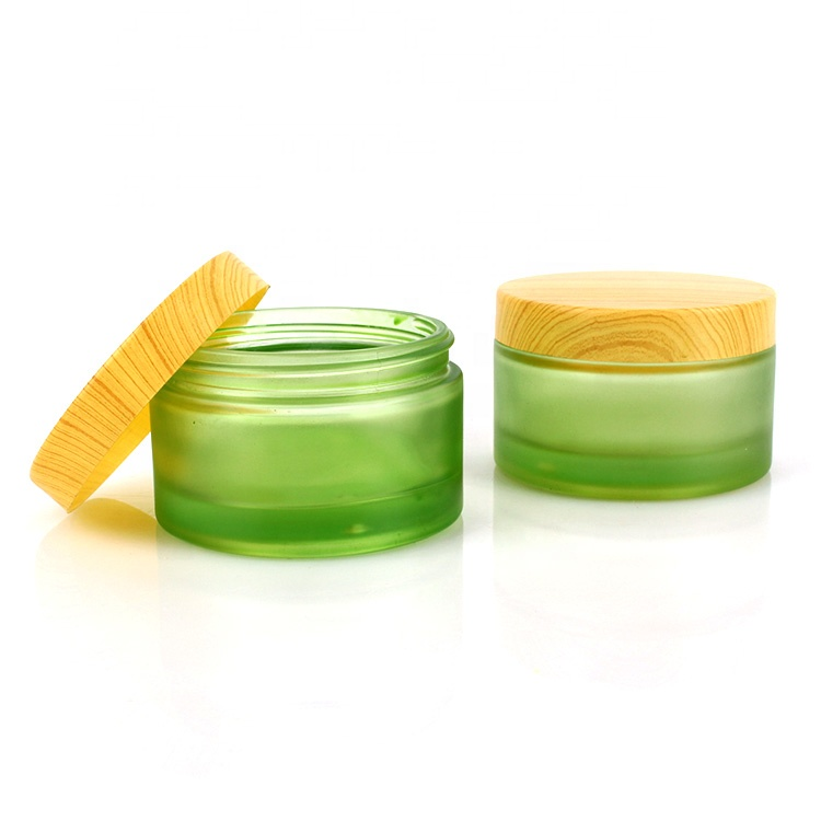 200ml empty frosted green glass cosmetic cream jar with cap