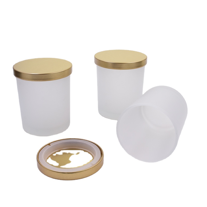 200ml empty wide mouth container cute matte luxury black frosted decorative glass candle jar candles with gold silver black lid