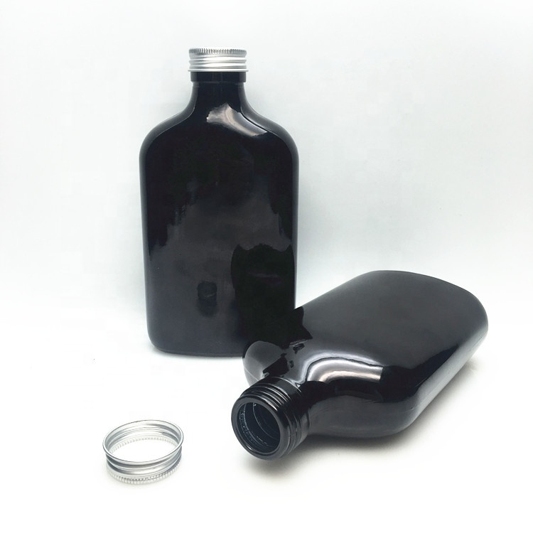 200ml flat black color glass cold brew ice tea coffee packing bottle with screw lid