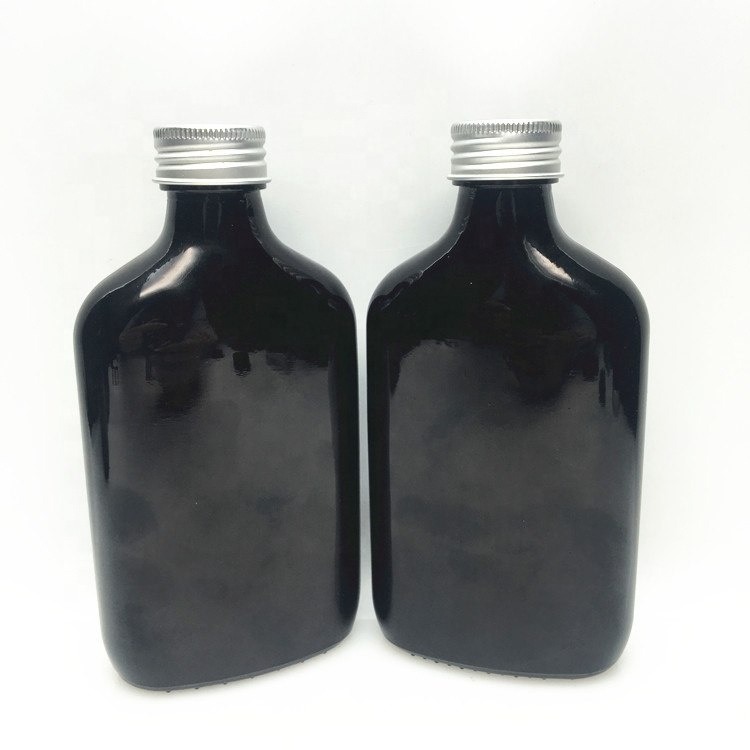200ml flat black color glass cold brew ice tea coffee packing bottle with screw lid