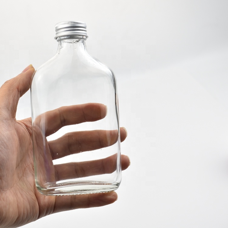 200ml flat glass water bottle with screw lid for beverage