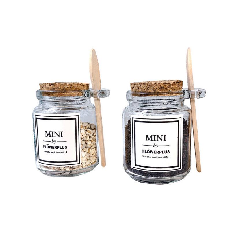 200ml glass jars bottles and container kitchen orgainzation storage jars with scoop and lid