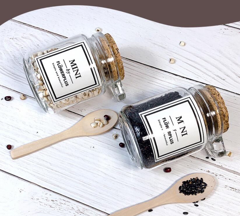200ml glass jars bottles and container kitchen orgainzation storage jars with scoop and lid