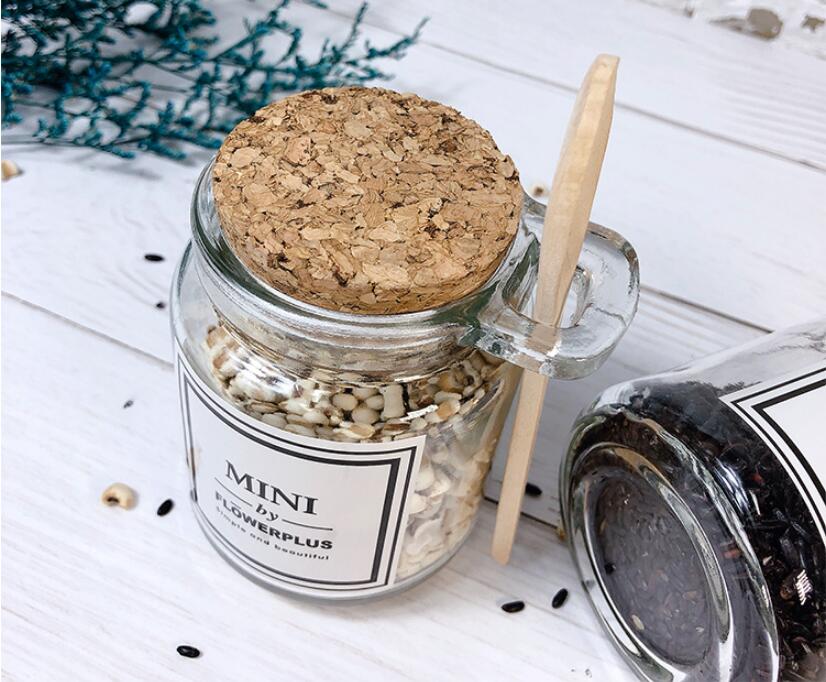 200ml glass jars bottles and container kitchen orgainzation storage jars with scoop and lid