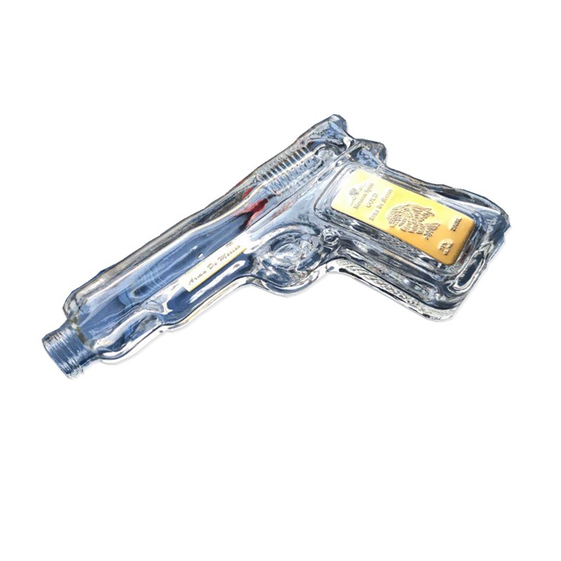 200ml gun shaped empty vodka whiskey brandy alcohol tequila glass bottle for packaging use