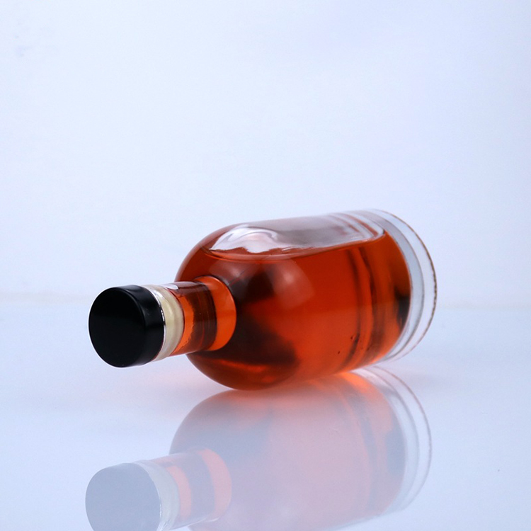 200ml oslo bottle empty T-cork crystal glass clear liquor alcohol vodka spirit bottle with cork stopper and black screw cap