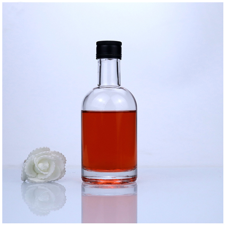 200ml oslo bottle empty T-cork crystal glass clear liquor alcohol vodka spirit bottle with cork stopper and black screw cap
