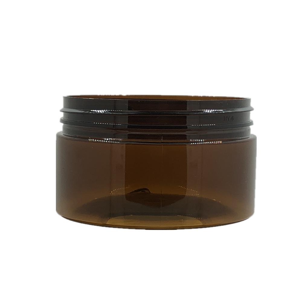 200ml plastic 89mm round amber pet jar with plastic screw lid/white EPE for Cosmetic,food