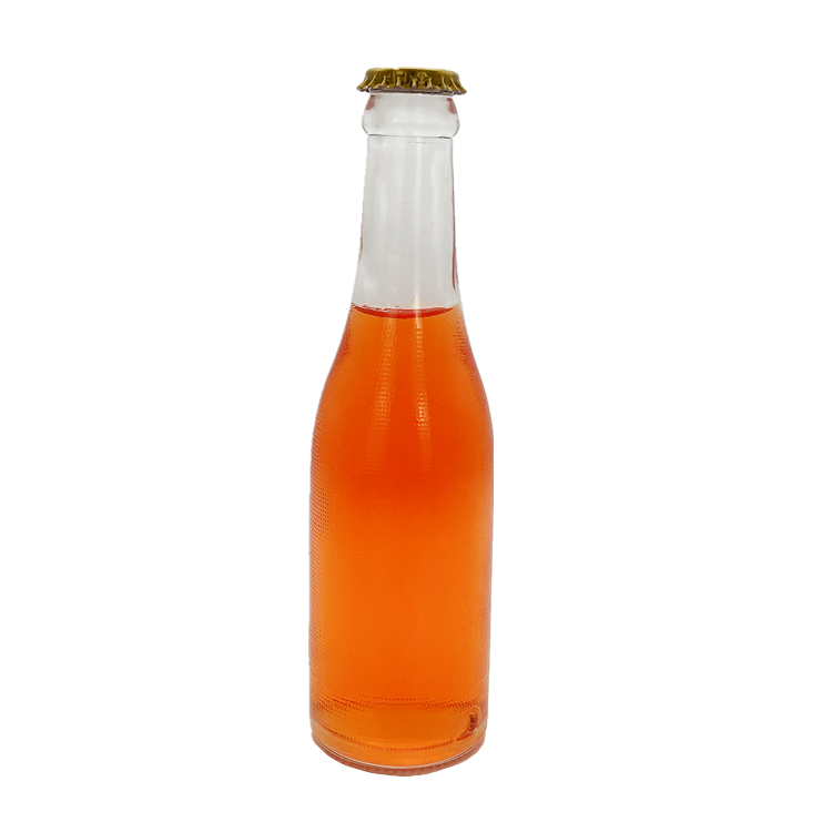 200ml round glass juice bottle for carbonate beverages with crown cap