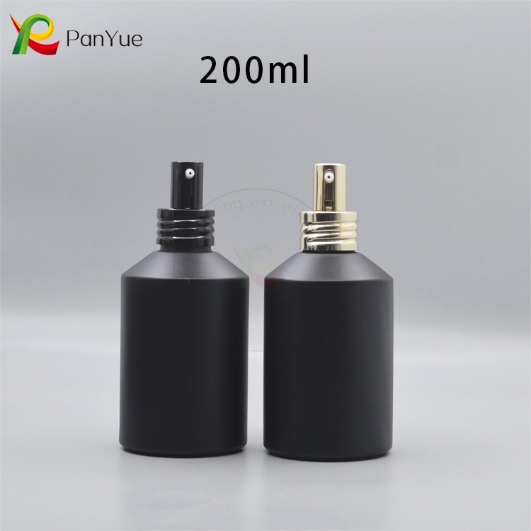 200ml slanted shoulder grey glass bottles with lotion pump for shampoo packaging