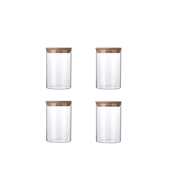 200ml spice canister set coffee bean glass storage bamboo lidded
