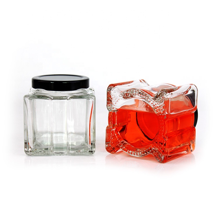 200ml unique clear glass honey bottle honey jars in bulk glass food storage jar with metal lid