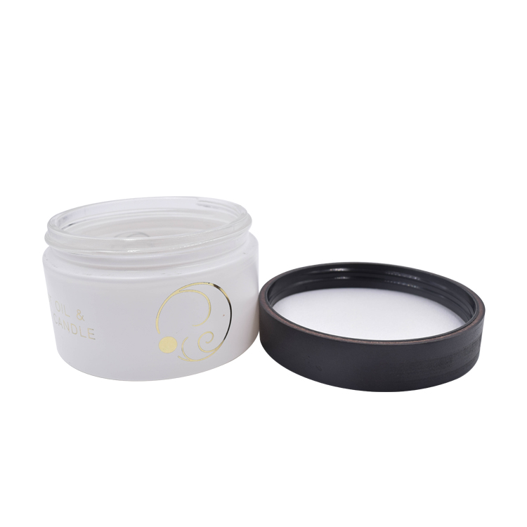 200ml wholesale big size empty cosmetic glass cream jar dark bamboo lid