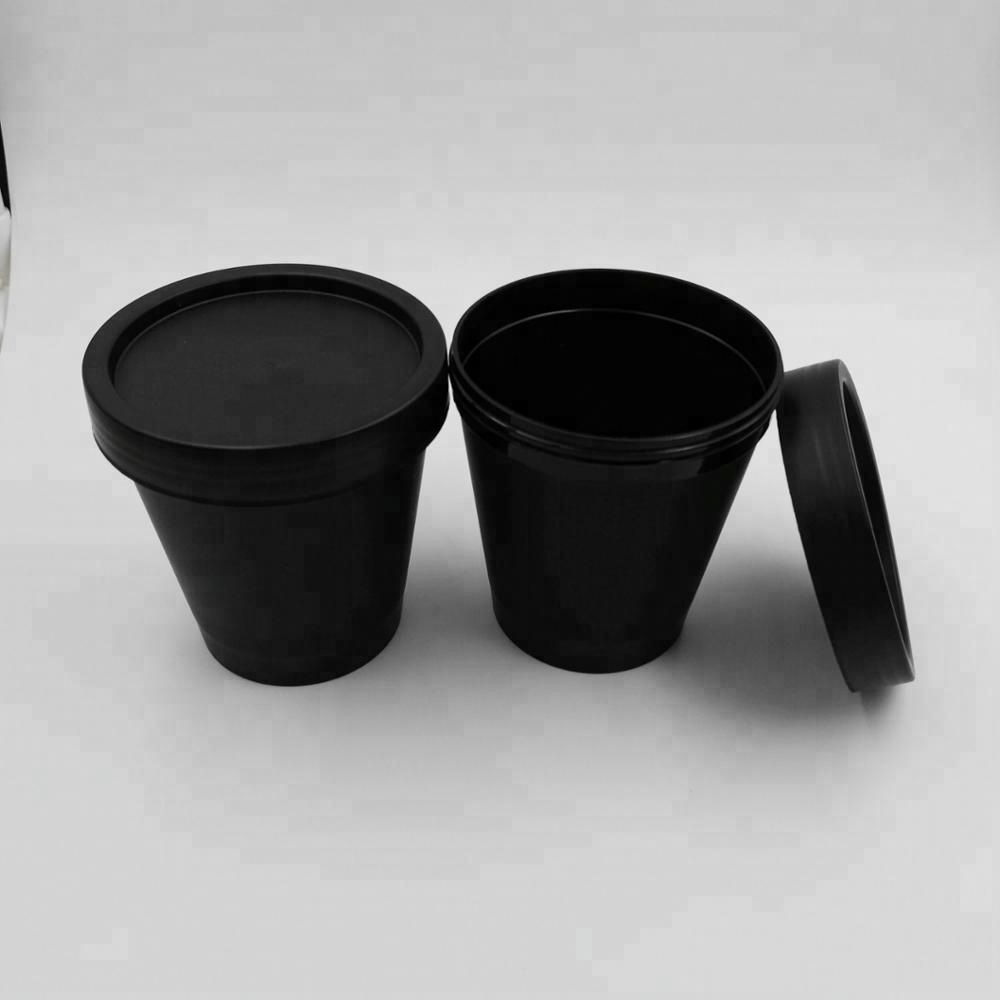 200ml wholesale matte black PP cone shape cosmetic plastic jar